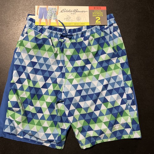 Eddie Bauer Big Boys Youth 2-Pack Hybrid Shorts Blue/Green size M 10/12 WITH TAG - Bild 1 von 2
