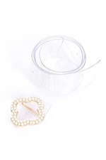 BNWT Faux Pearl Clover Buckle Cleared Transparent Fashion Belt