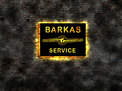 Barkas Service Leuchtreklame Schild no Metallschild Blechschild Emailschild VEB 