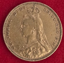 1891 Victoria Gold Sovereign London Mint Jubilee Head St George Reverse GVF