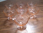 Vintage Mayfair Open Rose Pink Depression Glass Footed Sherbet Cups **Set Of 7*