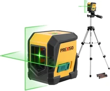 PREXISO Laser Level with Tripod, 65Ft Self Leveling Cross Line Laser Level, Gree