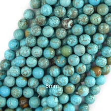 Blue Turquoise Round Beads 15.5" Strand 2mm 4mm 6mm 8mm 10mm 12mm Brown Matrix