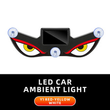 Solar Powered Car LED Demon Eye Light Wireless Ambient Neon Suction Mount