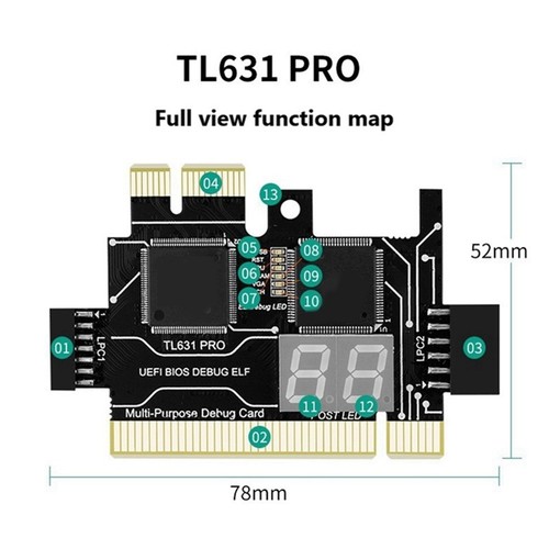TL631 Pro Diagnosekarte + Erweiterungskarte Diagnosekarte PCI-E Motherboard7119 - Bild 2 von 6