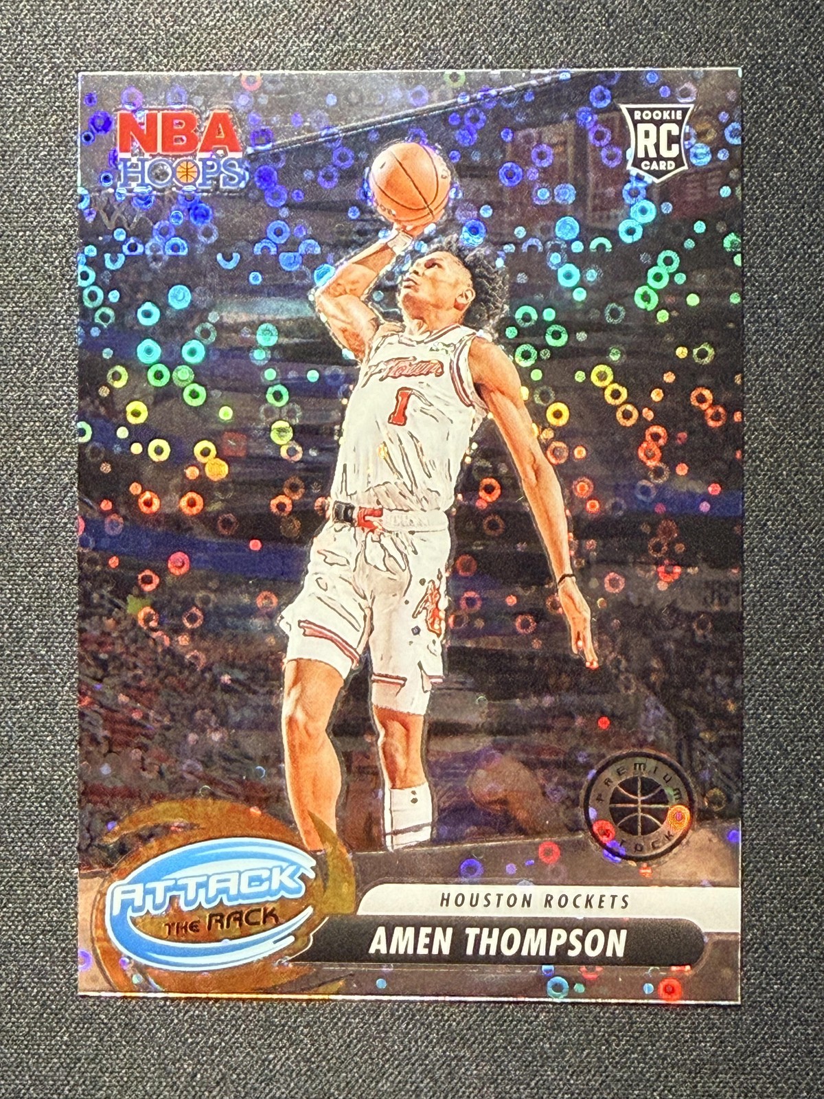 Amen Thompson ROOKIE - 23-24 Hoops Premium Stock Attack The Rack Disco Prizm #9