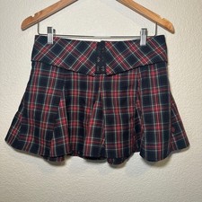 Y2K Royal Bones Size Small Mini Skirt Black Plaid Tripp Goth Grunge Punk Rave