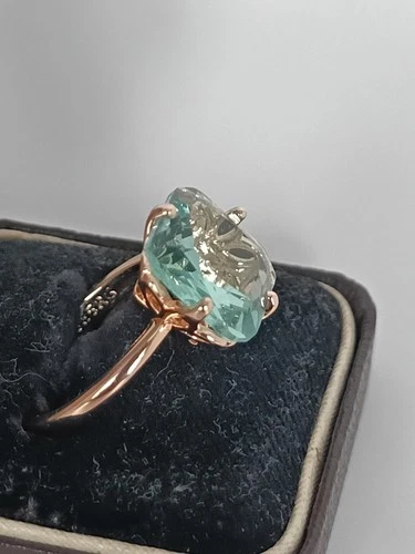 Vintage 1990-s 14 Ct Rolled Gold Large Green Peridot Ring Size UK S US 9