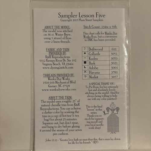 Plum Street Samplers Serial Bowl Collection Lesson Five Paulette Stewart - Picture 3 of 3