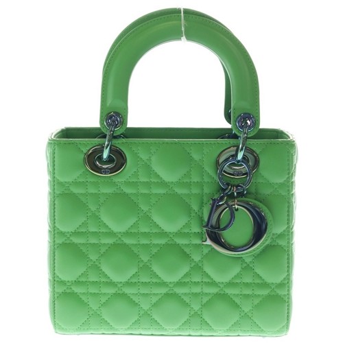Christian Dior Lady Small Cannage Leather Shoulder Handbag Green Used 18d09921e0