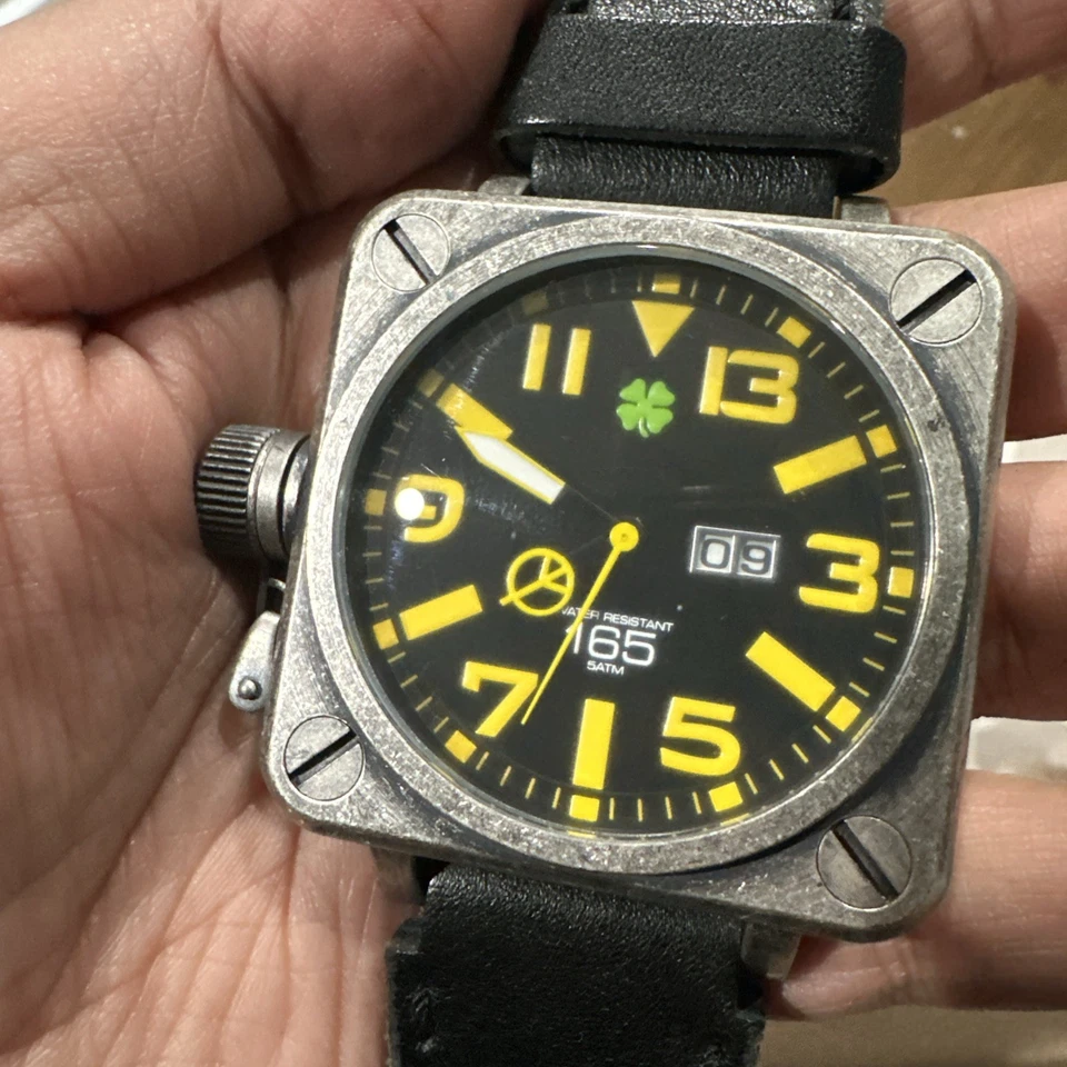 Reloj Hombre Working Lucky Brand Peace 165 Cuadrado Acero Gran Tamaño 52mm Ajuste 8.25 Run Foto 2 de 4