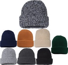 Chunky Knit Beanie 12" Cuffed Winter Hat Thick Warm Skull Cap Unisex Men Women