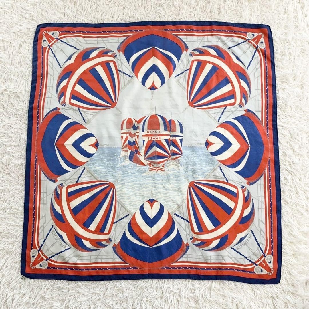 Hermes Carre 90 Scarf Blue Excellent Used No Box Authentic 90in