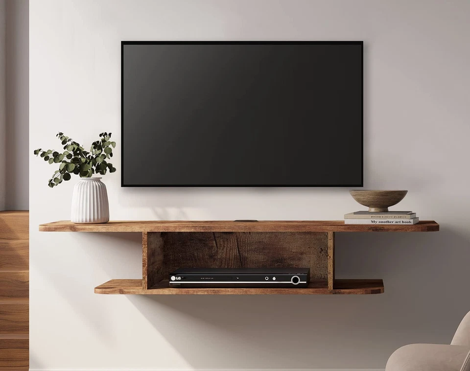 Floating TV Stand Wall Mounted, Floating Entertainment Shelf Under TV for Liv... - Image 2 of 4