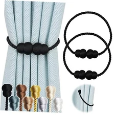Magnetic Curtain Tiebacks Pack Rope Decorative Curtain Tie Backs 2 Black