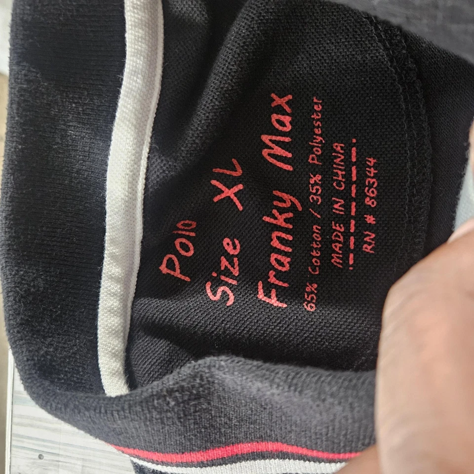 Camisa Polo Franky Max Para Hombre XL Negra Roja Bordada Logotipo de Jinete Manga 99 Foto 4 de 4
