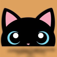 Cute Black Cat Peeker Decal   Kawaii Kitty Vinyl Sticker   Made in USA Sizes 