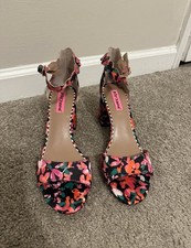 Betsey Johnson Floral Ankle Strap Heels Size 8.5 M
