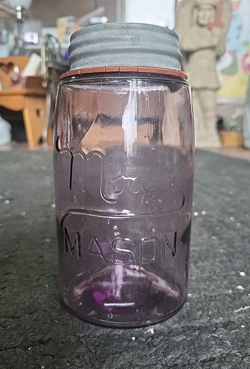 Antique MODEL Mason Light Purple Quart Fruit Canning Jar USA (J23