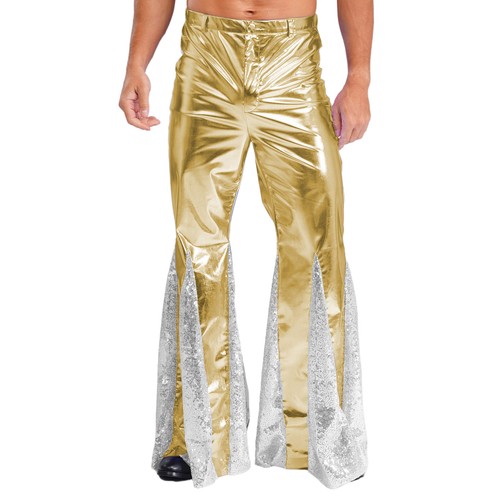 DE Freebily Herren Metallic Glänzend 70er Jahre Disco Lange Tanzhose kostüme - Bild 28 von 56