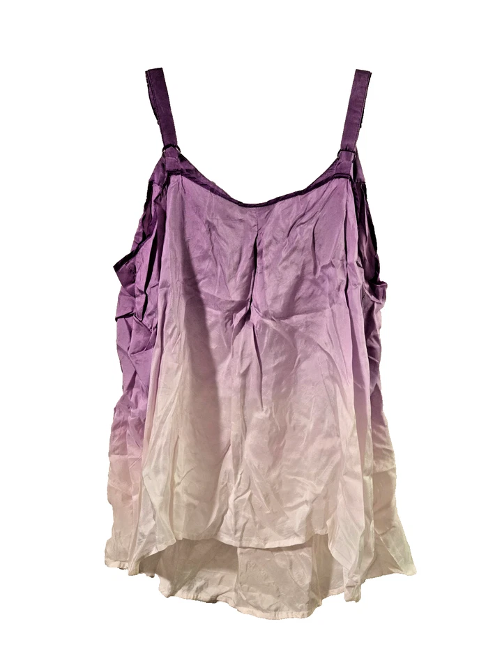 Camisola APOSTROPHE sin mangas púrpura y blanco ombre 100 % seda talla 20/22 W Foto 2 de 3
