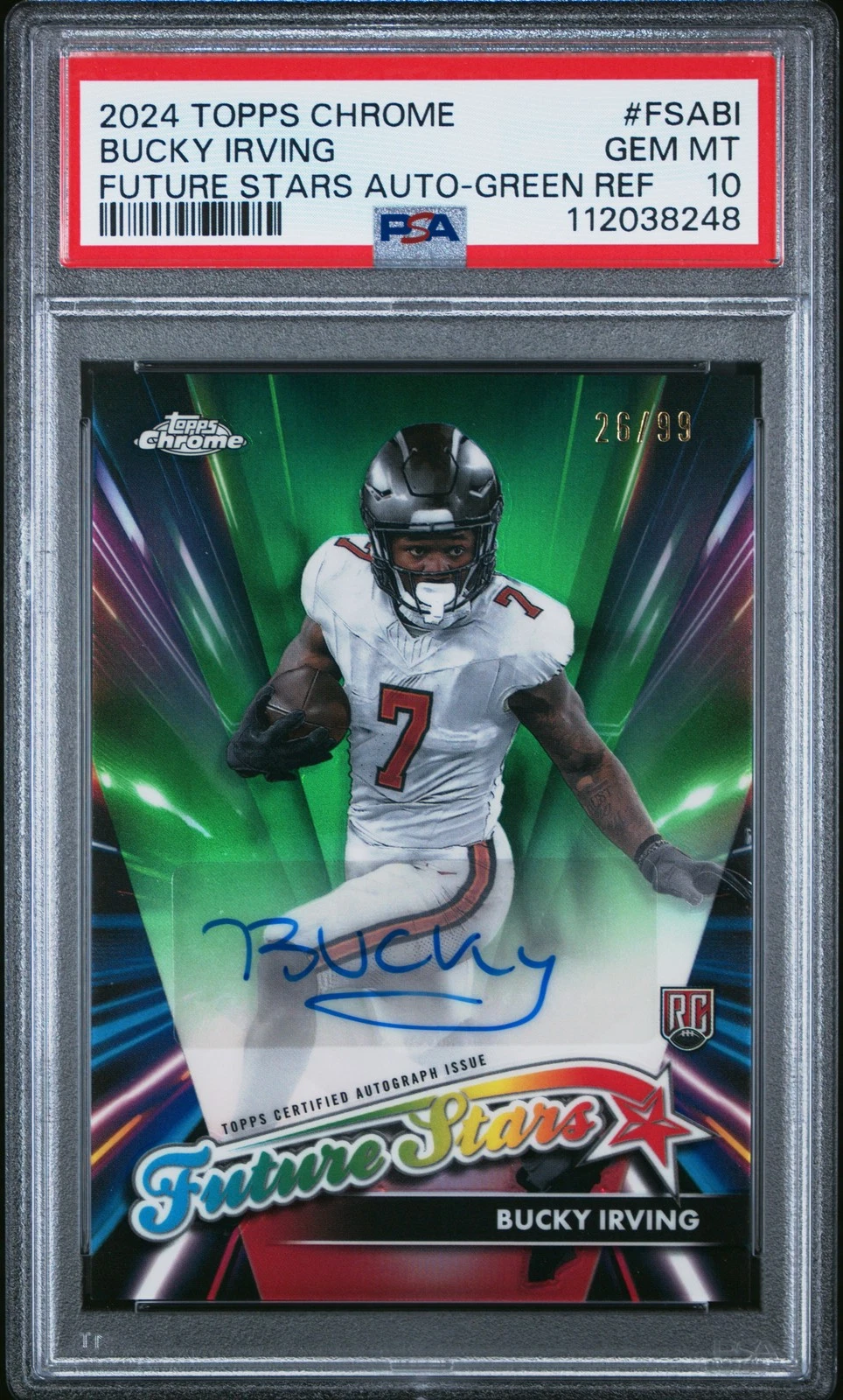 Bucky Irving Topps Chrome Future Stars Autographs #FSABI Green Refractor