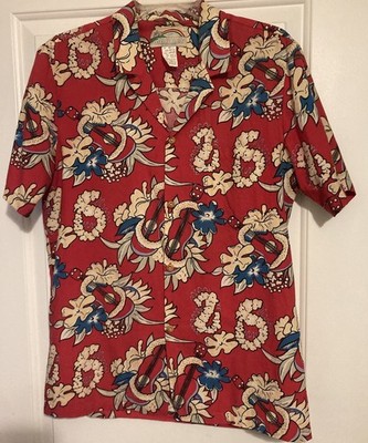 Vintage Rayon Cotton Paradise Found Aloha Shirt M | Hawaii Ukulele Tiki Floral