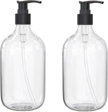 10 Ounce Clear Plastic Pump Bottle Dispenser, Refillable Empty Bottle Container 