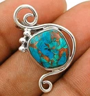 Natural Copper Chrysocolla 925 Solid Sterling Silver Pendant Jewelry
