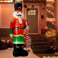 BSHAPPLUS® 8FT  Inflatable,Blow-up Nutcracker Solider Yard Decor,Pre-Lit Xmas In