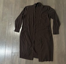Evan Picone Cartigan Long Sleeve Brown Midi Dress Size XL