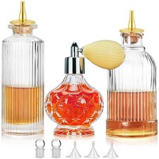 Bitters Bottle and Cocktail Atomizer Set, Vintage Glass Dasher Bottles,Atomiz...