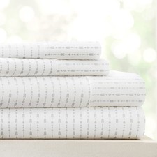 Linen Market Patterned Microfiber Queen Sheet Queen, Beaded Arrows Light Gray