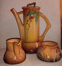 Vintage Roseville Pottery Wincraft Chocolate Pot #250P ,Creamer#250C, Sugar#250S