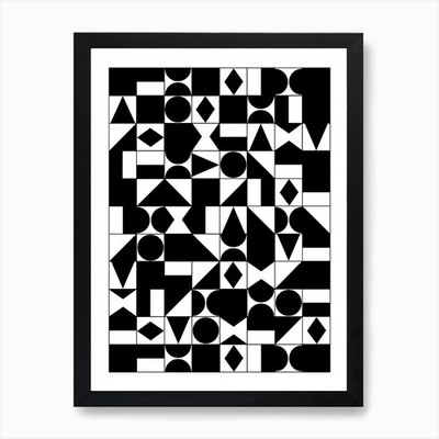 Geometrisches Muster schwarz-weiß ein gerahmtes Wandbild Poster Leinwanddruck Bild