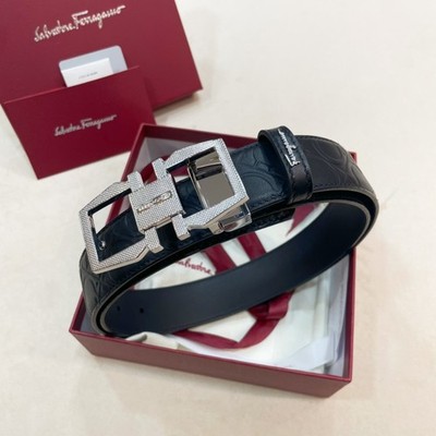 Ferragamo Double Square Buckle Belt Leather