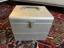 Vintage Super 8 /8mm 12 Slot Hinged Metal Film Reel Storage Box Gray