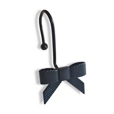 12 PCS Black Bow Metal Decorative Shower Curtain Hooks Rings Rustproof Bath
