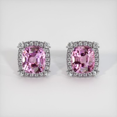 Ceylon (Sri Lanka) Cushion Pink Spinel Platinum 950 Earring 7.48CT