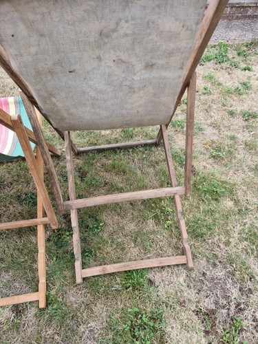 3 Vintage Wooden Adjustable Reclining Folding Deckchairs beach - Picture 7 of 16