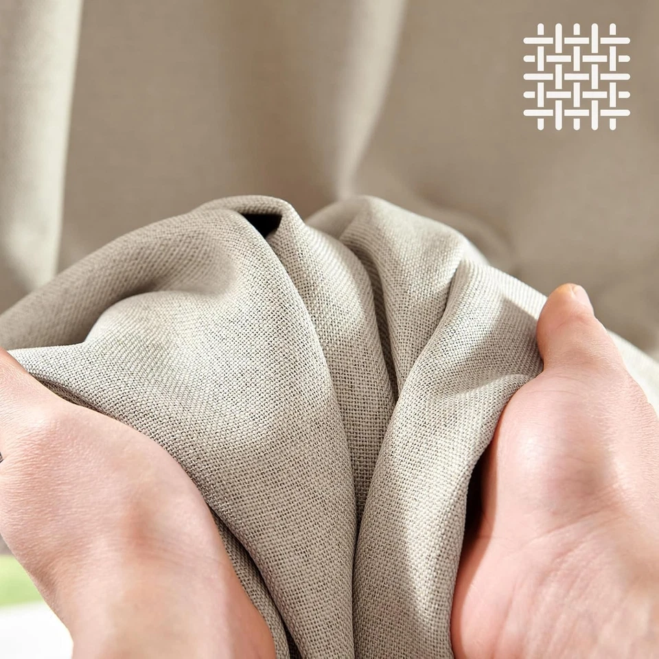 Jinchan Habitación Oscurecimiento Lino Texturizado 52"W x 84"L (Pack de 1), Beige Grisáceo  Foto 4 de 4