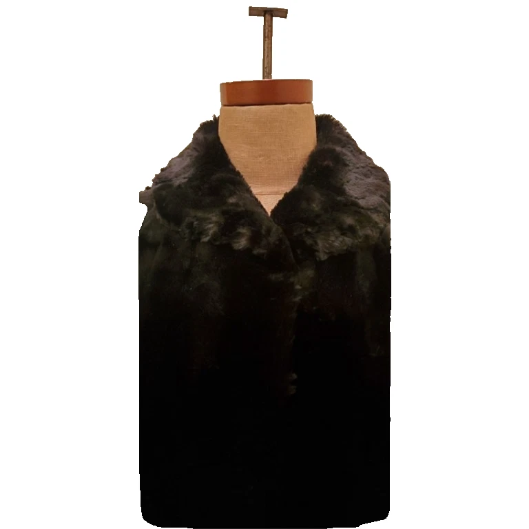 Chaqueta de noche de piel de foca negra vintage Landy Company Mid Century talla pequeña Foto 3 de 4