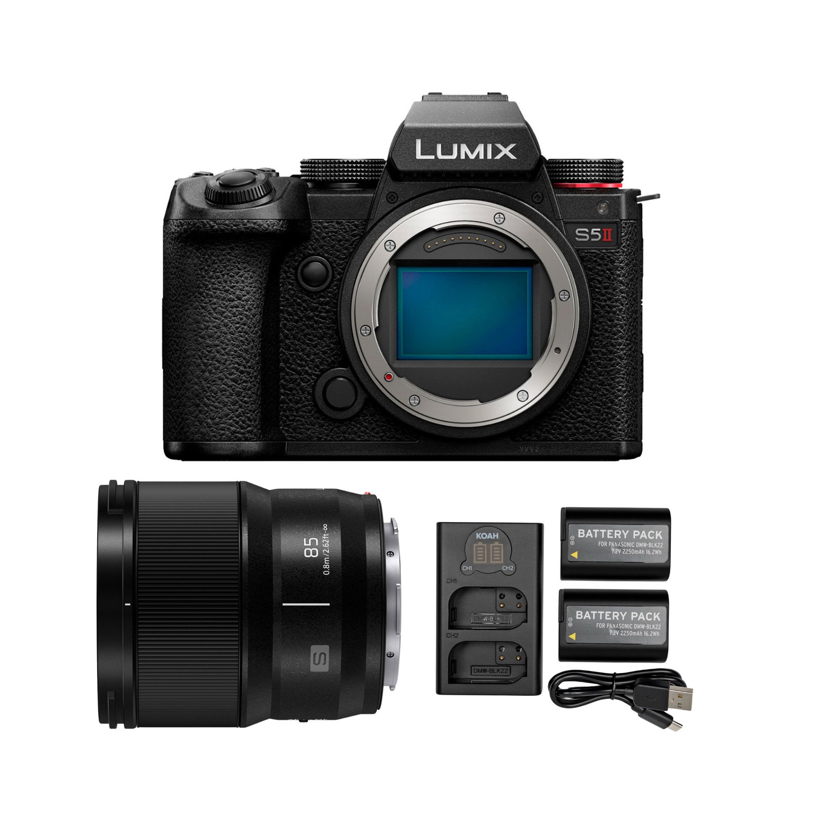 Panasonic LUMIX S5II 242MP Full Frame Mirrorless Camera 85mm Lens Bundle Vlogger