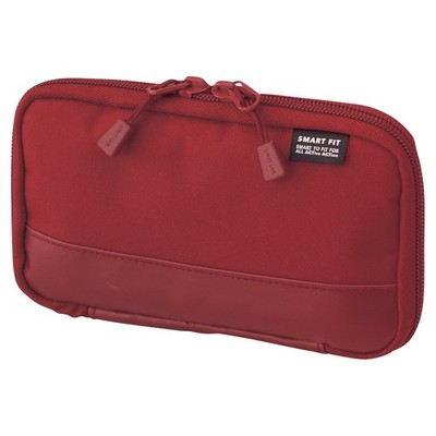LIHIT LAB Compact Pen Case (Pencil Case), Water & Stain 3.5'' x 6.5'', Red 