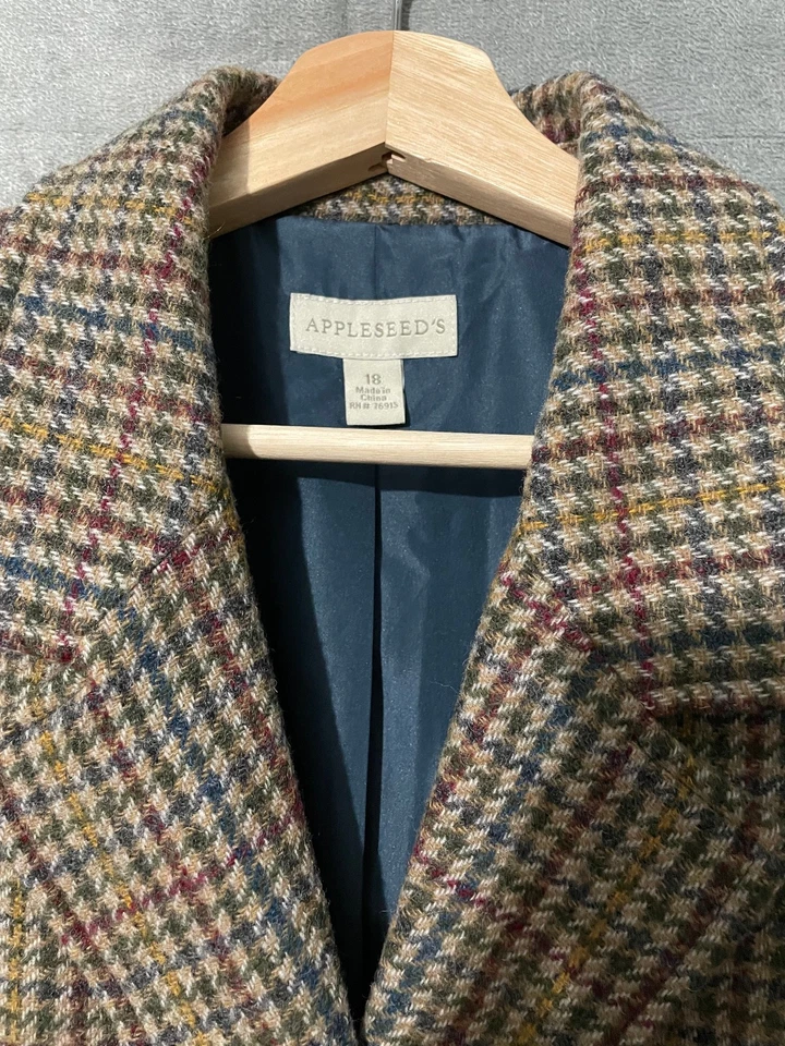 Blazer De Colección Y2K Lana Pata de Gallo Appleseed's Talla Grande 18 Preppy Acedemia Oscura Foto 2 de 4