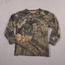 Mossy Oak Shirt Boys Medium 8 Green Camo Long Sleeve Hunting Outdoors Tee