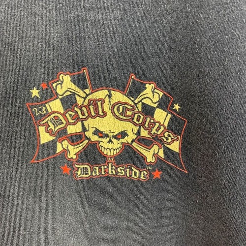 The Darkside T-Shirt Size Large Grey Devil Corps Skull Pin Up Biker Rock Retro - Picture 7 of 11