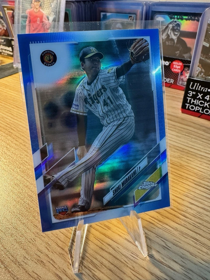 2021 Topps NPB Chrome #65 Shoki Murakami Blue Refractor #/150 Hanshin Tigers RC - Image 2 of 4