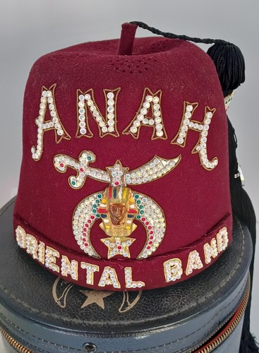 Antique Shriners Fez Hat Jeweled ORIENTAL BAND musical Related Fraternal NY Made