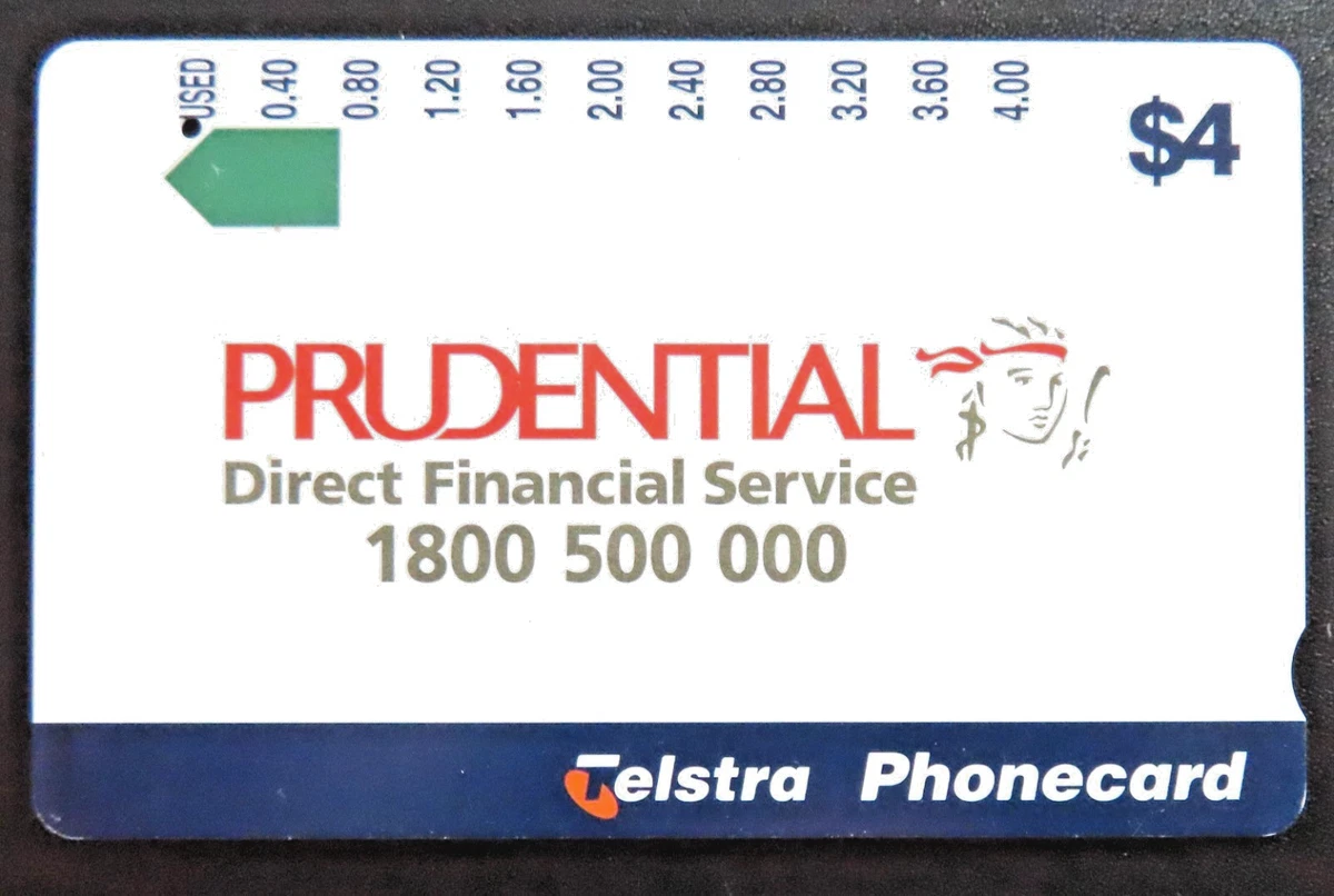 Telstra PRUDENTIAL FINANCIAL 1996 $4 phonecard ONE HOLE- HARD TO FIND